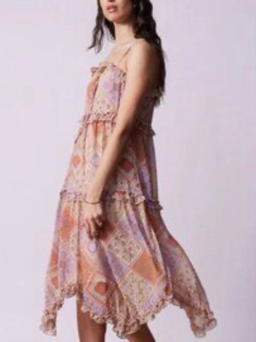 June & Hudson Patchwork Asymmetrical Ruffle Boho Midi Dress Size M NWT - Picture 13 of 13